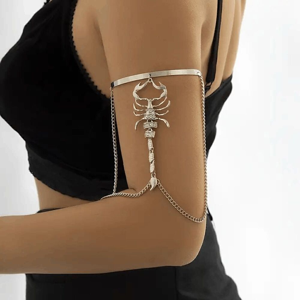 Scorpion & Chain Diamond Decor Arm Cuff